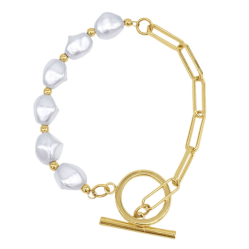 Adornia chain toggle pearl bracelet