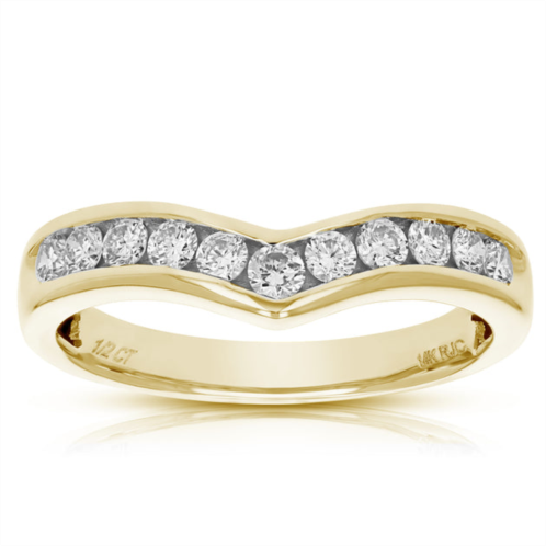 Vir Jewels 1/2 cttw diamond wedding band for women, v shape round diamond wedding band in 14k yellow gold channel set