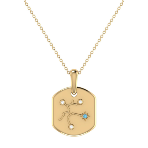 Monary sagittarius archer blue topaz & diamond constellation tag pendant necklace in 14k yellow gold vermeil on sterling silver