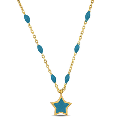 Mimi & Max womens 14k yellow gold blue star necklace w/ spring ring clasp - 16+2 in.