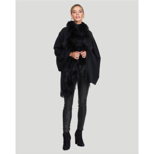 Gorski cashmere stole with silver fox and cashmere fringes
