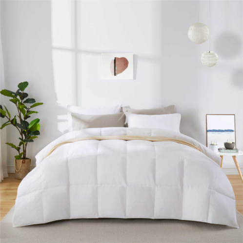 Puredown peace nest all season white down fiber comforter with 100% cotton