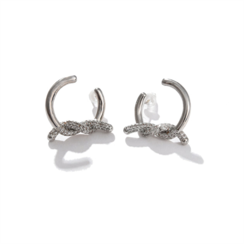 SOHI silver-toned contemporary hoop earrings