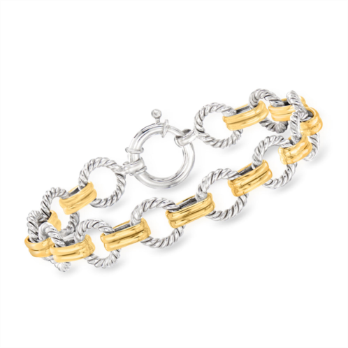 Ross-Simons two-tone sterling silver twisted circle-link bracelet