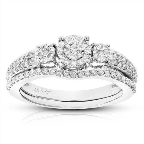 Vir Jewels 2/5 cttw round lab grown diamond wedding engagement ring bridal set .925 sterling silver