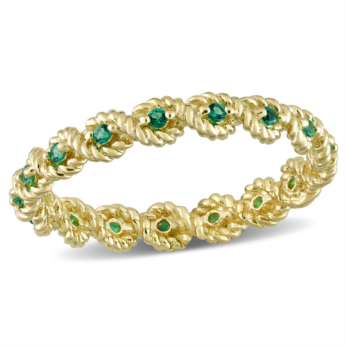 Mimi & Max womens 1/6ct tgw created emerald infinity eternity ring in 10k yellow gold