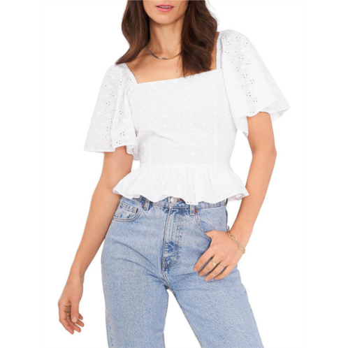 1.State womens eyelet square neck blouse
