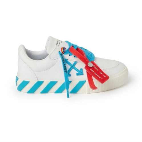 OFF WHITE white and sky blue vulcanized sneakers