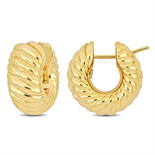 Mimi & Max 20.5mm ribbed hoop earrings in 14k yellow gold