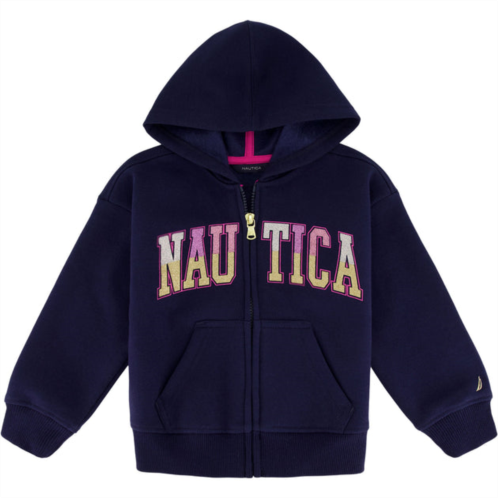 Nautica toddler girls glitter full-zip fleece hoodie (2t-4t)