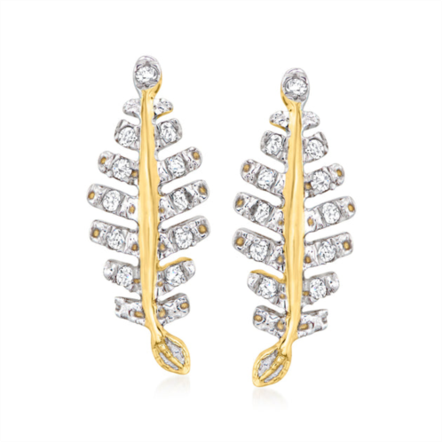 Canaria Fine Jewelry canaria diamond leaf earrings in 10kt yellow gold