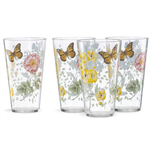 Lenox 866239 butterfly meadow dinnerware acrylic highball glass set; 24 oz - 4 piece