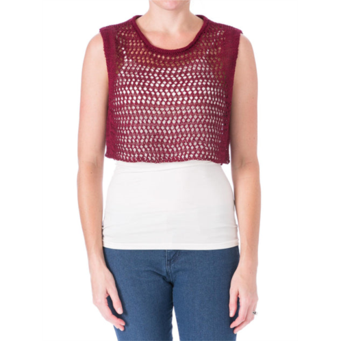 Elizabeth and James cord pointelle womens linen sleeveless crop top
