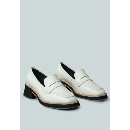 Rag & Co X moore lead lady loafers in white