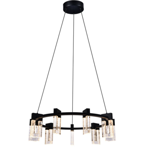 VONN Lighting sorrento vac3139bl 27 integrated led circular chandelier lighting fixture in black with 9 shades
