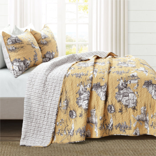 Lush Decor french country toile 3 piece quilt set