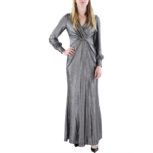 POLO Ralph Lauren womens metallic surplice evening dress