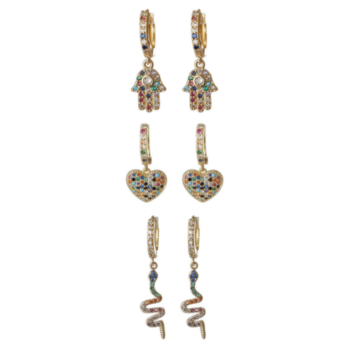 Eye Candy LA hamsa, heart and snake earring set