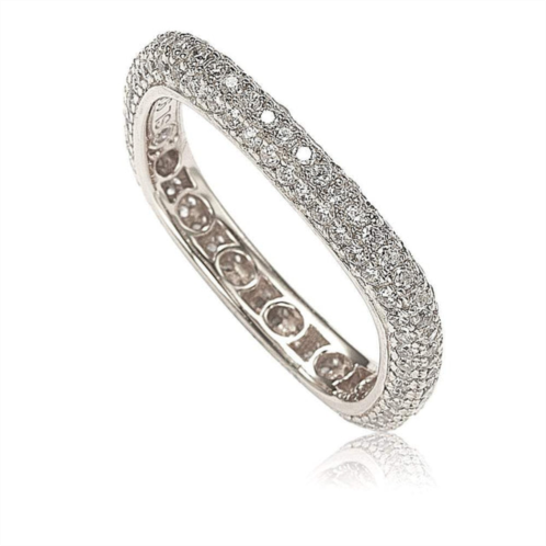 Suzy Levian sterling silver cubic zirconia modern pave square eternity band - white