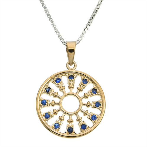 Vir Jewels 1/4 cttw pendant necklace, blue sapphire filigree circle pendant necklace for women in .925 sterling silver with rhodium, 18 inch chain, prong setting