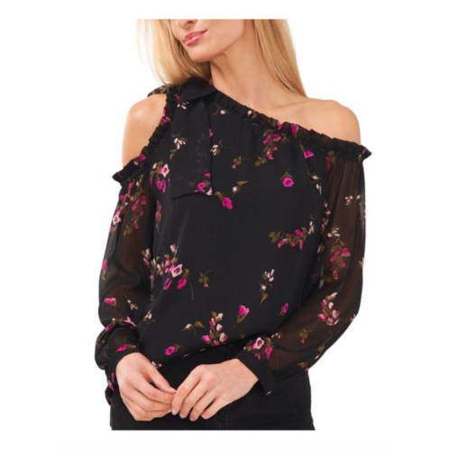 CeCe womens floral ruffle collar blouse