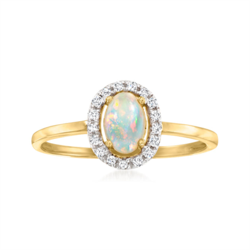Canaria Fine Jewelry canaria opal halo ring with diamond accents in 10kt yellow gold