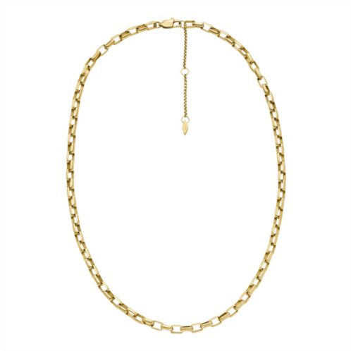 Fossil womens archival core essentials gold-tone stainless steel chain necklace