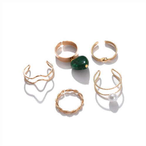 SOHI gold-toned set of 5 finger rings