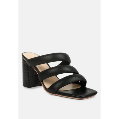 Rag & Co kywe black textured heel chunky strap sandals