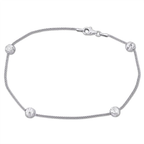 Mimi & Max 6mm ball station chain anklet with sterling silver lobster clasp - 9 in