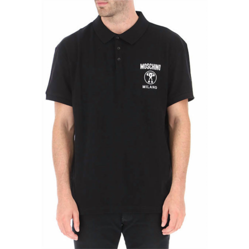 MOSCHINO pique logo polo short sleeve t-shirt in black