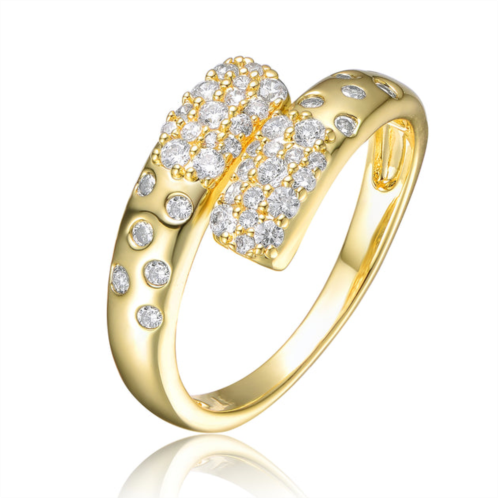 Genevive sterling silver gold plated clear cubic zirconia bypass ring