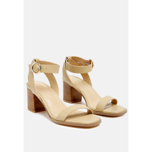 Rag & Co dolph stack block heeled sandal in nude