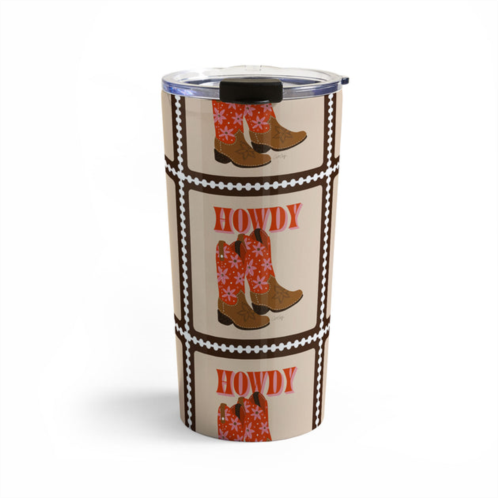 Deny Designs cat coquillette howdy cowgirl coral pink travel mug