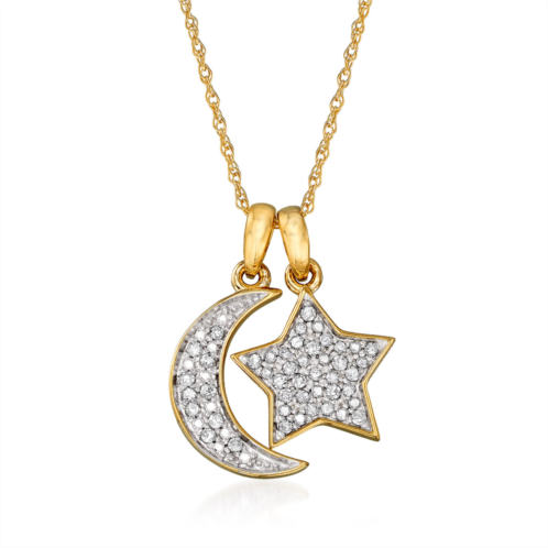 Ross-Simons pave diamond star and moon charm necklace in 14kt yellow gold