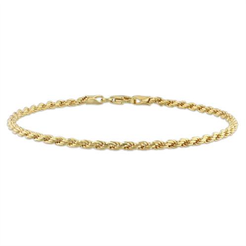 Mimi & Max 2.2mm rope chain bracelet in yellow plated sterling silver - 7.5 in