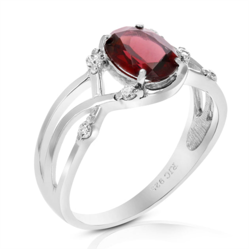 Vir Jewels 1.10 cttw garnet ring .925 sterling silver with rhodium oval shape 8x6 mm