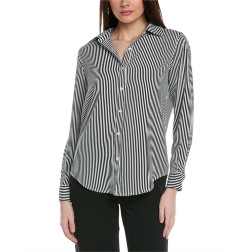 T Tahari collared button-down striped woven shirt