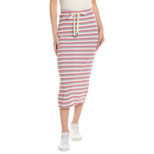 Stateside textured thermal stripe drawstring tube midi skirt