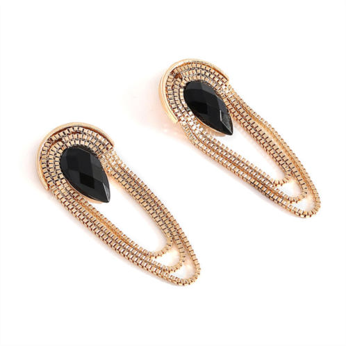 SOHI black color black stone gold drop earrings for womens