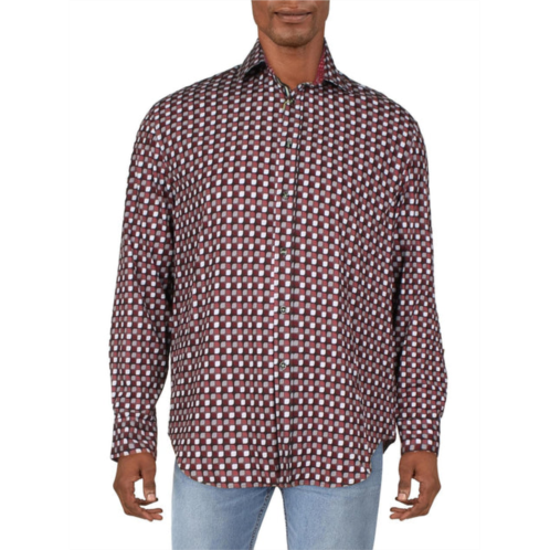 Society of Threads mens printed collared button-down shirt
