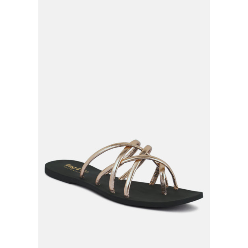 Rag & Co sweetin rose gold strappy flat slip on sandals