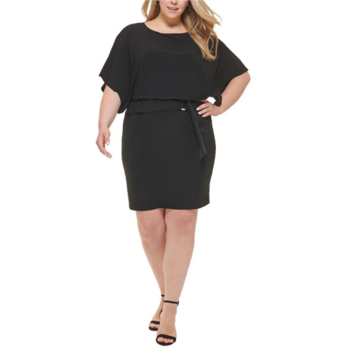 Jessica Howard plus womens blouson belted cocktail and party dress