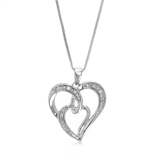 Vir Jewels 1/20 cttw 8 stones lab grown diamond heart pendant necklace .925 sterling silver 3/4 inch with 18 inch chain, size 3/4 inch