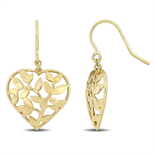 Mimi & Max floral heart hook earrings in 10k yellow gold