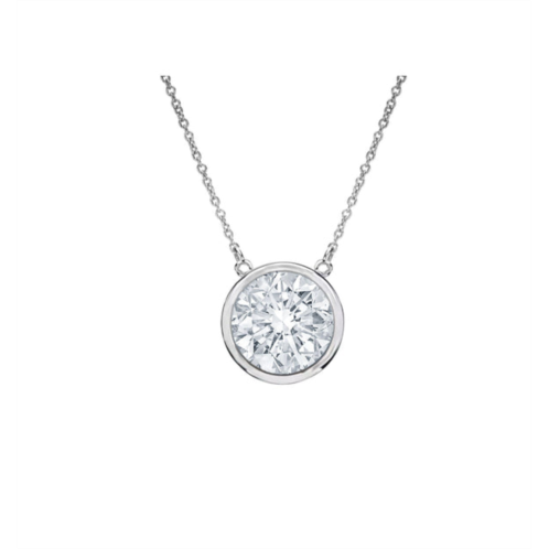 Diana M. 14 kt white gold, 16 diamond pendant with one 0.65 cts tw round diamond