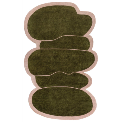 JONATHAN Y whimsical modern border geometric handwoven wool green/pink area rug