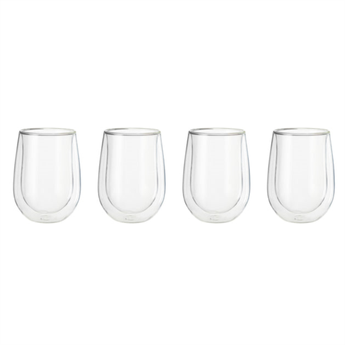 Henckels cafe roma 4-pc double-wall glassware stemless white wine glass set