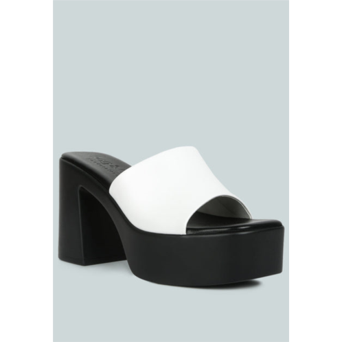 Rag & Co scandal slip on block heel sandals in white
