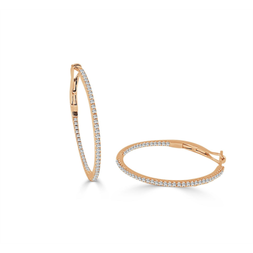 Sabrina Designs 14k gold & diamond skinny hoop earrings - 0.75